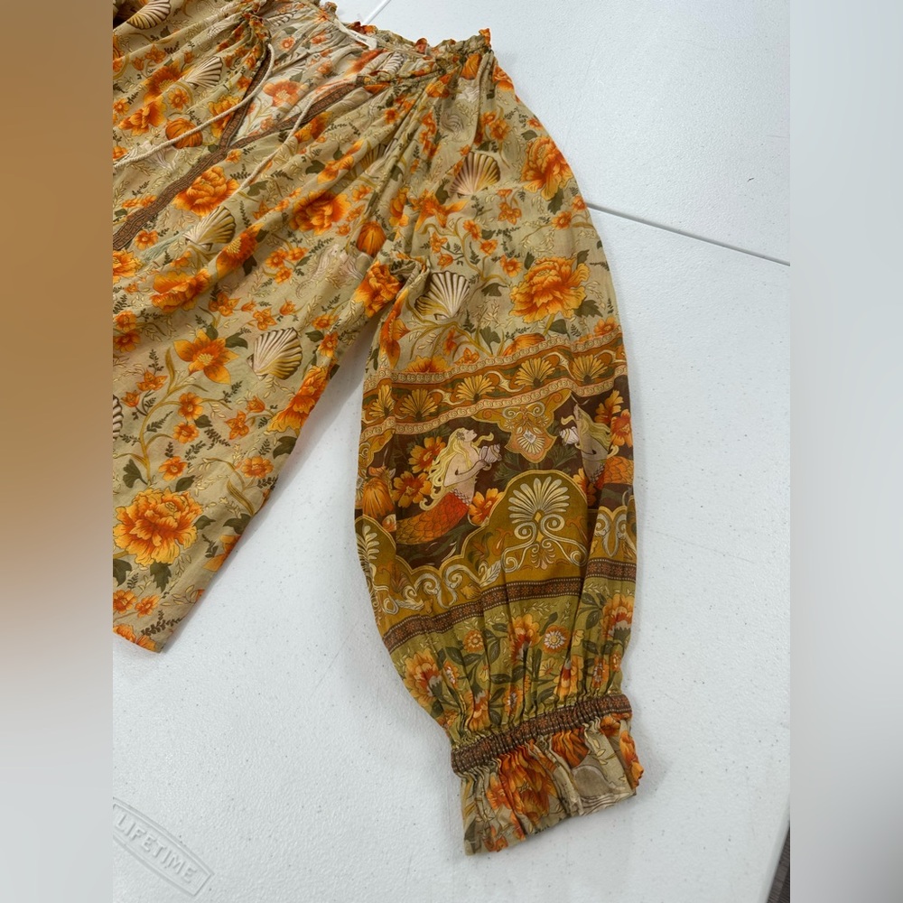 Spell & The Gypsy Seashell Floral Blouse Boho Peasant Autumn Harvest Festival L - Picture 10 of 16